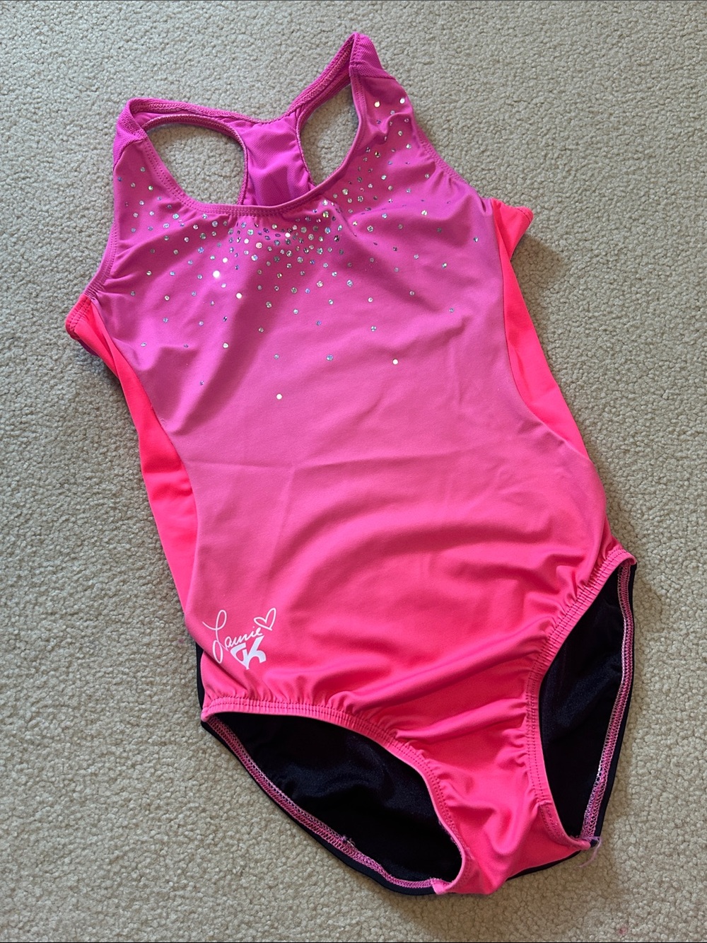 GK Laurie Hernandez Tank Leotard, Pink Ombre Sequins, size AXS